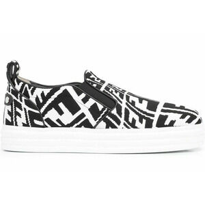 Fendi Vertigo Black White FF Logo Platform Low Top Trainer Slip On Sneaker 37.5